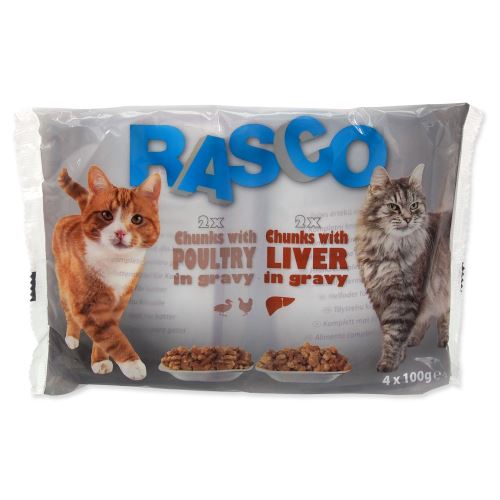 RASCO Cat Multipack s hydinou / s pečeňou 4 x 100g 400g