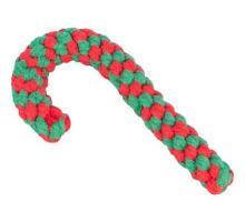 Xmas CANDY CANE - vánoční uzlovaná hůlka , 19 cm, bavlněné lano